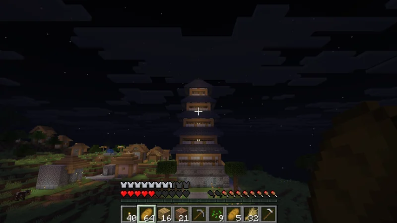 マイクラ和風建築に挑戦！村を見下ろす5重の城｜おじクラシーズン3 #16