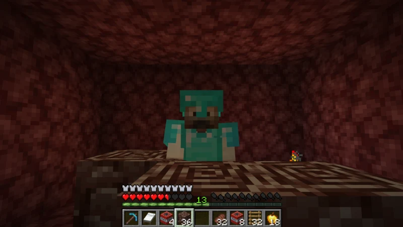 The suited man in diamond armor holding 36 Ancient Debris in a Nether tunnel The suited man in diamond armor holding 36 Ancient Debris in a Nether tunnel