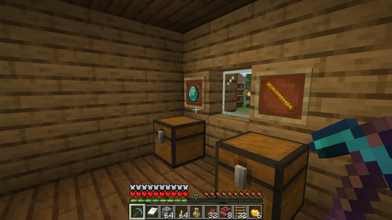 The suited man preparing for Nether mining in the village warehouse with a diamond pickaxe The suited man preparing for Nether mining in the village warehouse with a diamond pickaxe