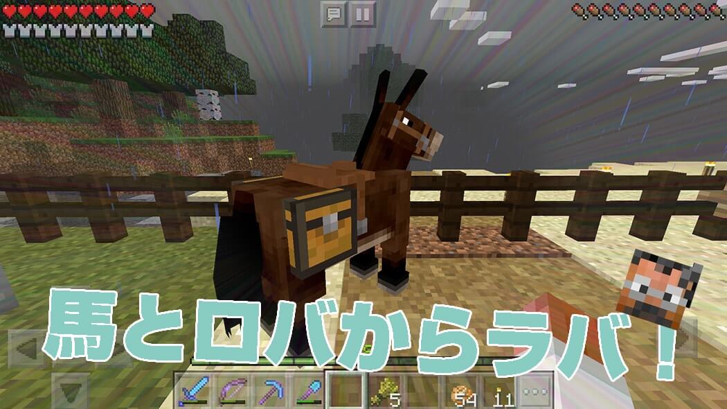 A mule born from a horse and donkey in Minecraft PE