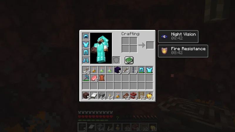 Five pieces of Ancient Debris visible in the suited man's inventory Five pieces of Ancient Debris visible in the suited man's inventory