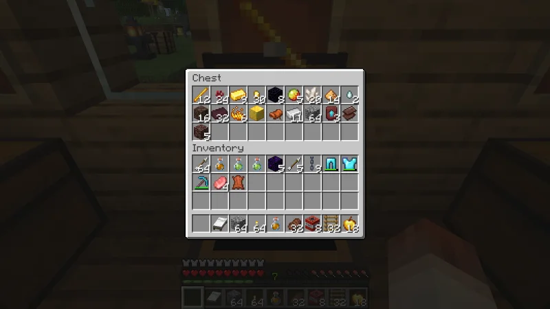 Five pieces of Ancient Debris stored in the village warehouse chest for Nether materials Five pieces of Ancient Debris stored in the village warehouse chest for Nether materials