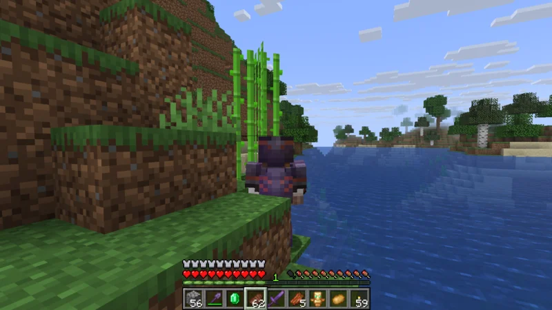 A suited man finding sugar cane beside a river