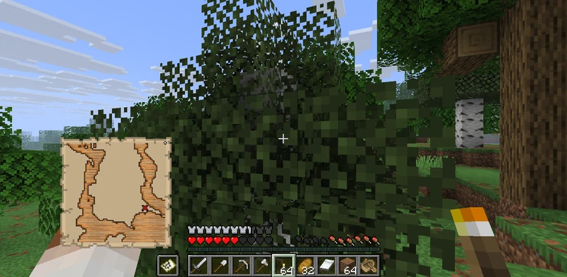 The suited man walking through a forest while checking the treasure map