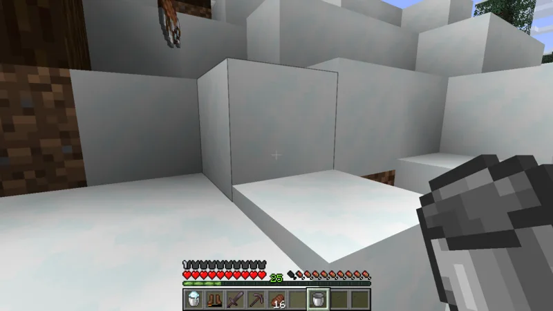 Frost around the screen and freezing-colored hearts while inside powder snow
