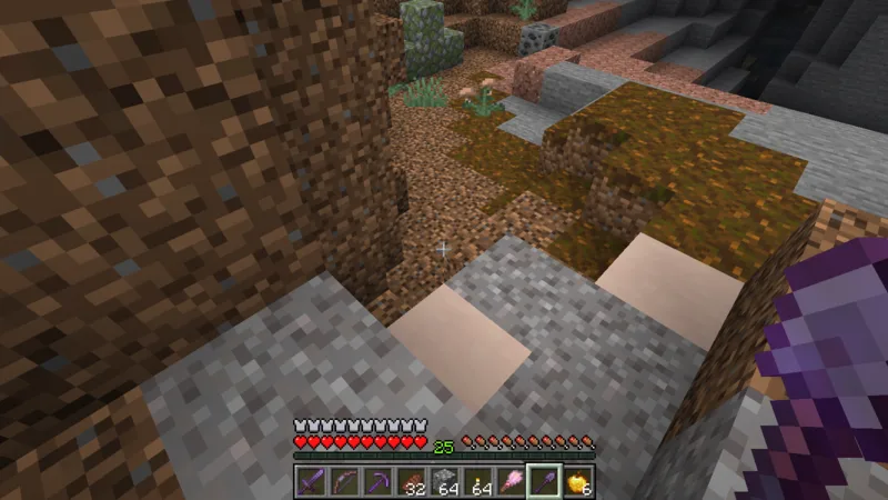 Cobblestone buried beneath grass and dirt with gravel scattered nearby