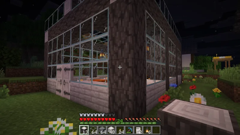 The Pale Oak greenhouse in the castle town at night The Pale Oak greenhouse in the castle town at night