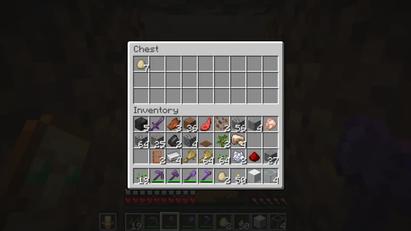 Seven eggs in the collection chest after collection continued beyond the timed observation Seven eggs in the collection chest after collection continued beyond the timed observation
