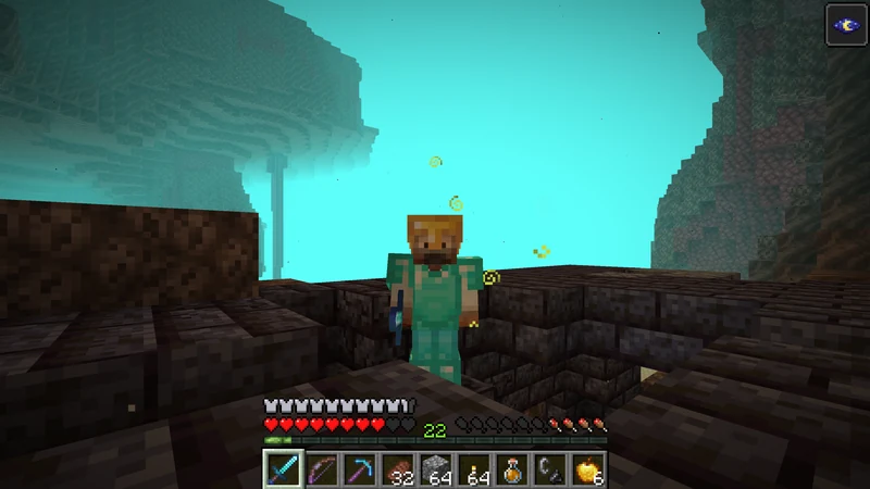 The suited man wearing a golden helmet with diamond armor inside the Bastion Remnant The suited man wearing a golden helmet with diamond armor inside the Bastion Remnant