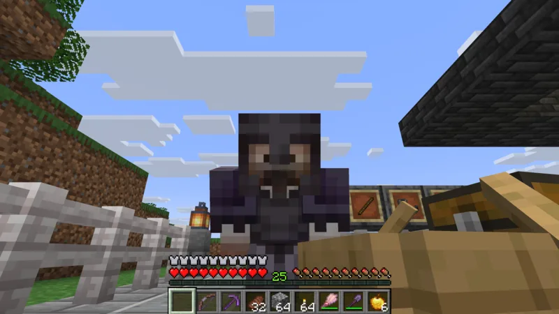 The suited man standing in front of the display with the goat horn wall continuing on the right