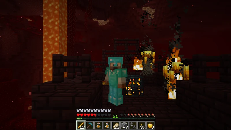 The suited man holding a Blaze Rod obtained in the Nether Fortress The suited man holding a Blaze Rod obtained in the Nether Fortress