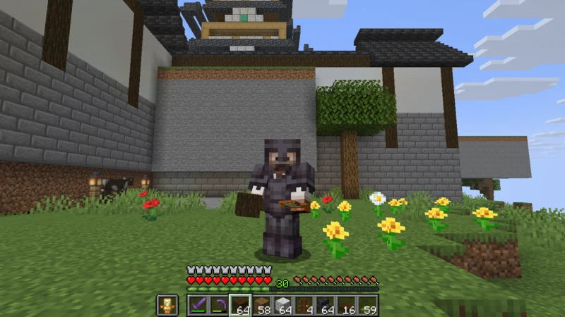 The suited man standing in a flowered field below the castle The suited man standing in a flowered field below the castle