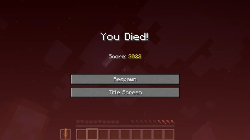 今回のプレイ中に倒れた際のYou Died画面 今回のプレイ中に倒れた際のYou Died画面
