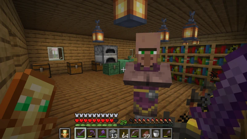 A cleric villager in the brewing room