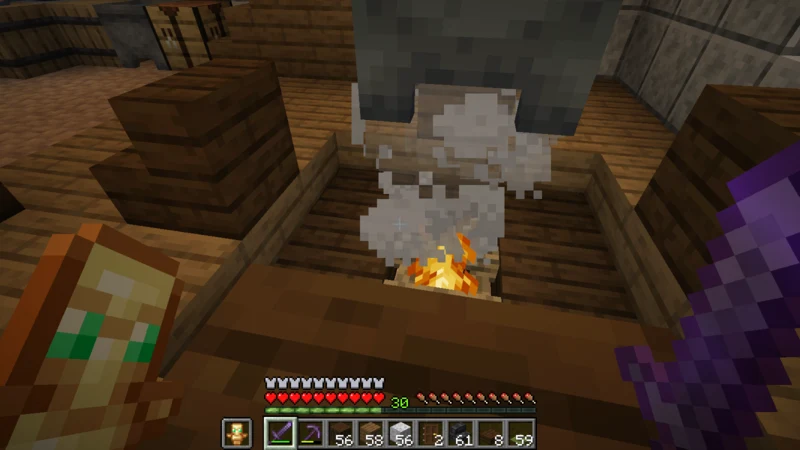 The sunken irori hearth and hanging pot in the floor The sunken irori hearth and hanging pot in the floor