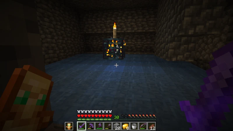 Water flowing around the spawning room with the skeleton spawner in the middle Water flowing around the spawning room with the skeleton spawner in the middle