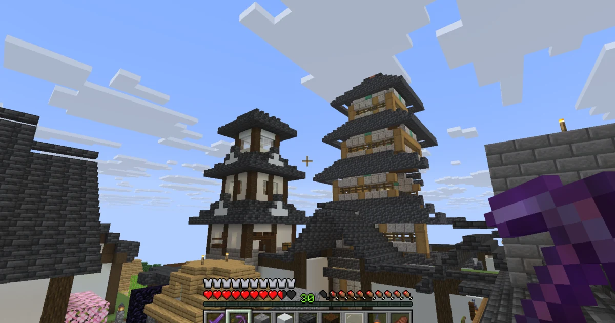 2026-09-08-season3-67-eyecatch マイクラ 城下町の小櫓を三重の乾櫓へ改築!天守と並ぶ城郭建築|おじクラシーズン3 #67