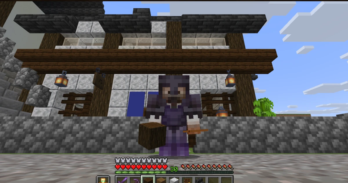 マイクラ 城下町に和風の旅籠を建築！囲炉裏・客室・厩も完成｜おじクラシーズン3 #71
