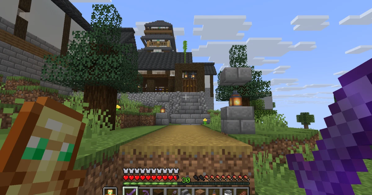 マイクラ 城下町に宿場街道を整備！石段・高札場・木戸を作る｜おじクラシーズン3 #72