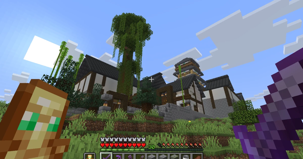 マイクラ 城下町に南蛮植物園を作る！ジャングルの巨木とカカオ・竹・オウム｜おじクラシーズン3 #74