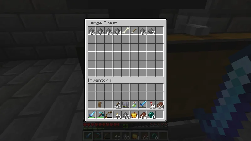 A large chest screen showing 327 gunpowder with one bone and one arrow A large chest screen showing 327 gunpowder with one bone and one arrow
