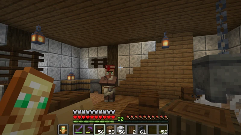 Fumi the villager entering the earthen-floor entryway of the inn Fumi the villager entering the earthen-floor entryway of the inn