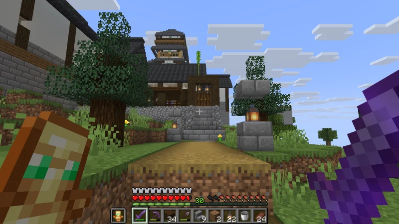 The completed post town road leading through the gate to the inn and castle keep The completed post town road leading through the gate to the inn and castle keep